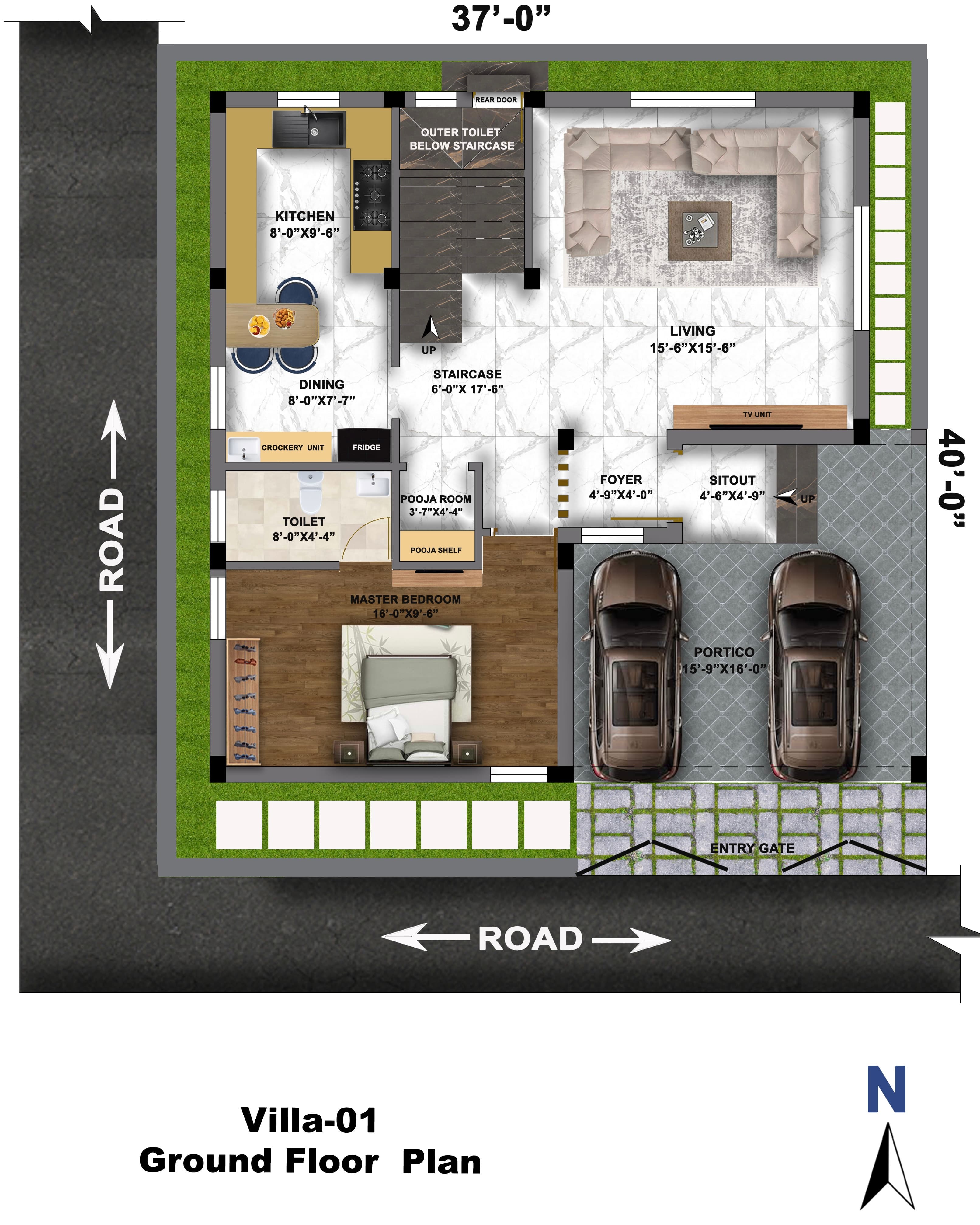 Villa-01 ground floor plan