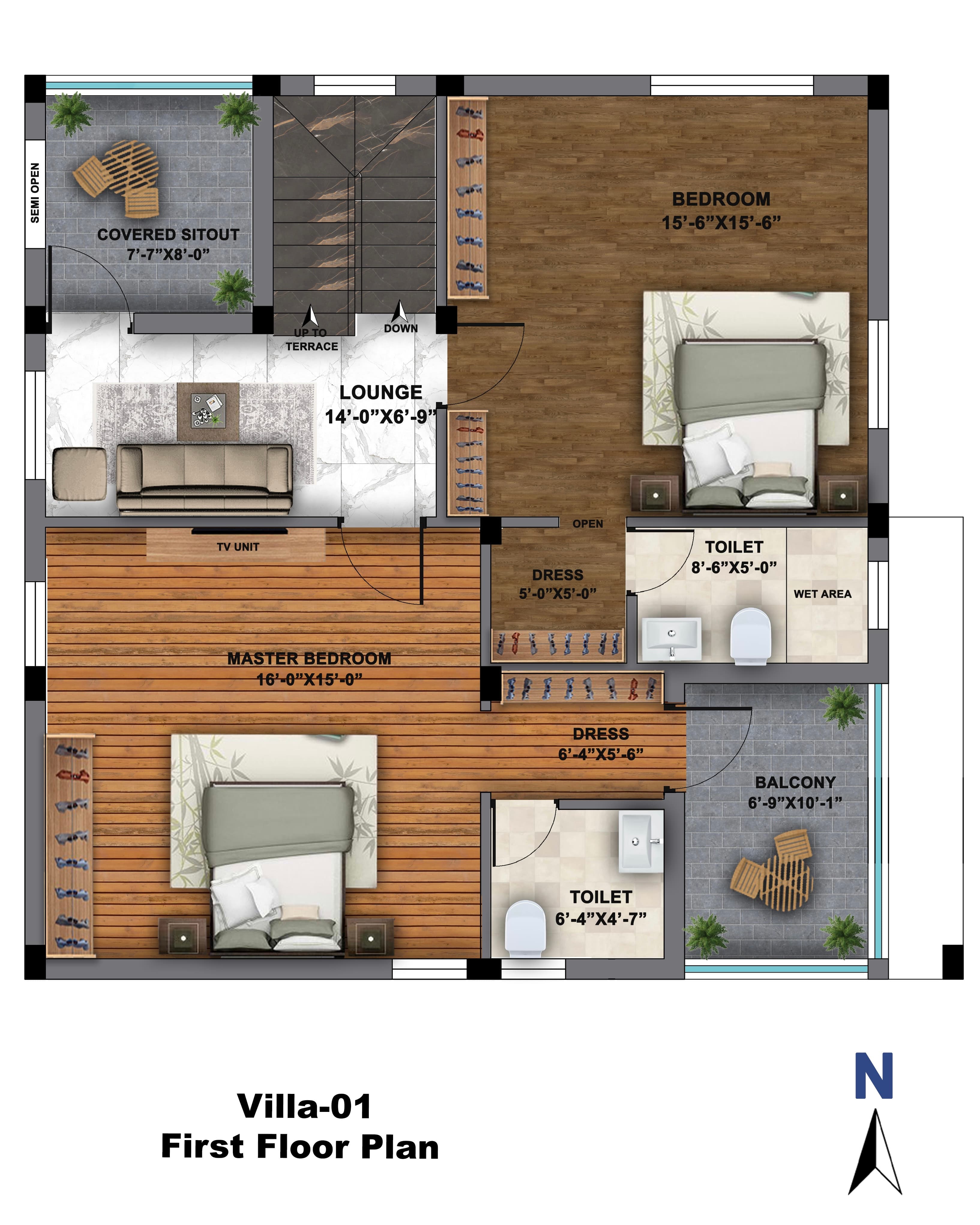 Villa-01 first floor plan
