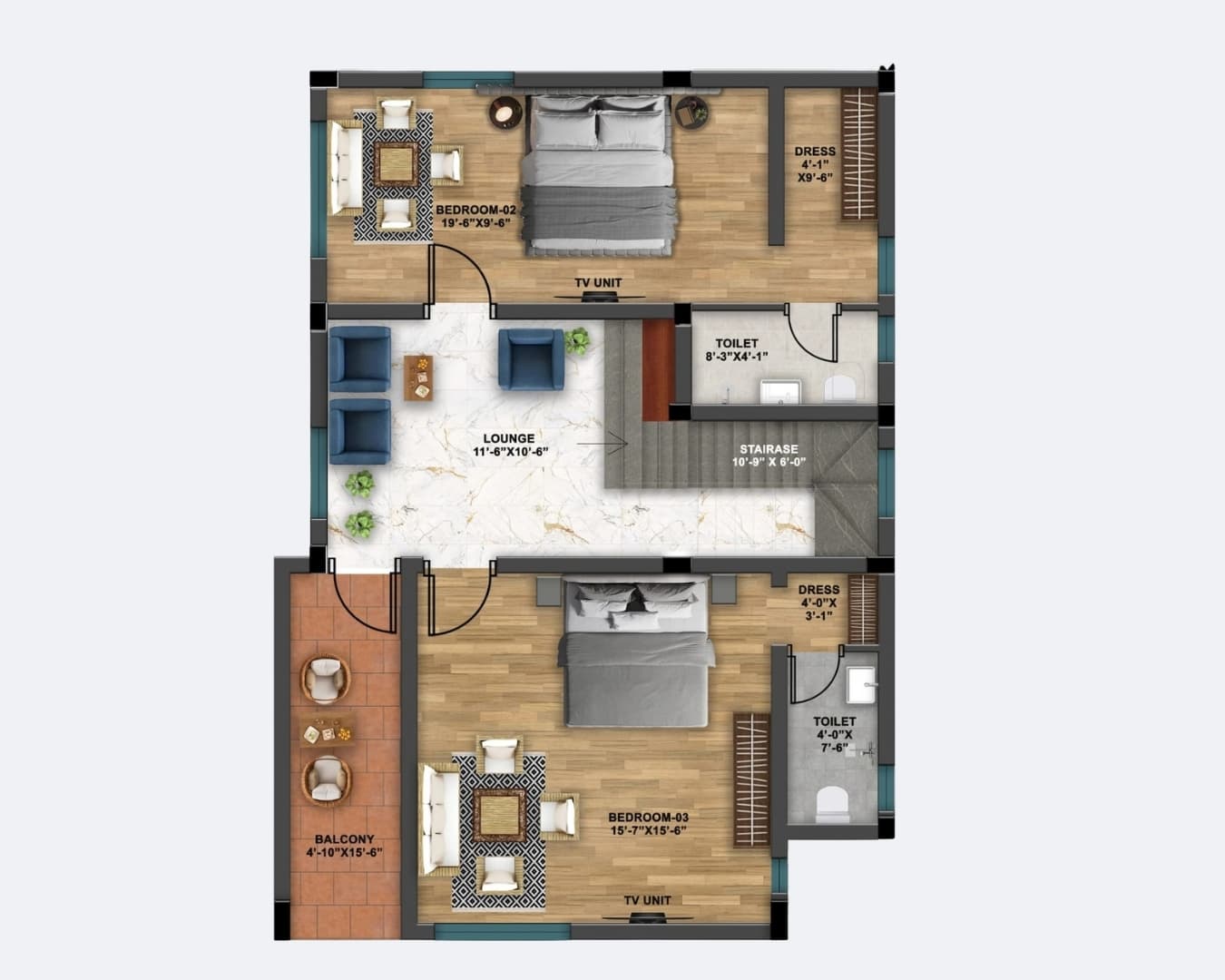 Coloured first floor plan, plot 10