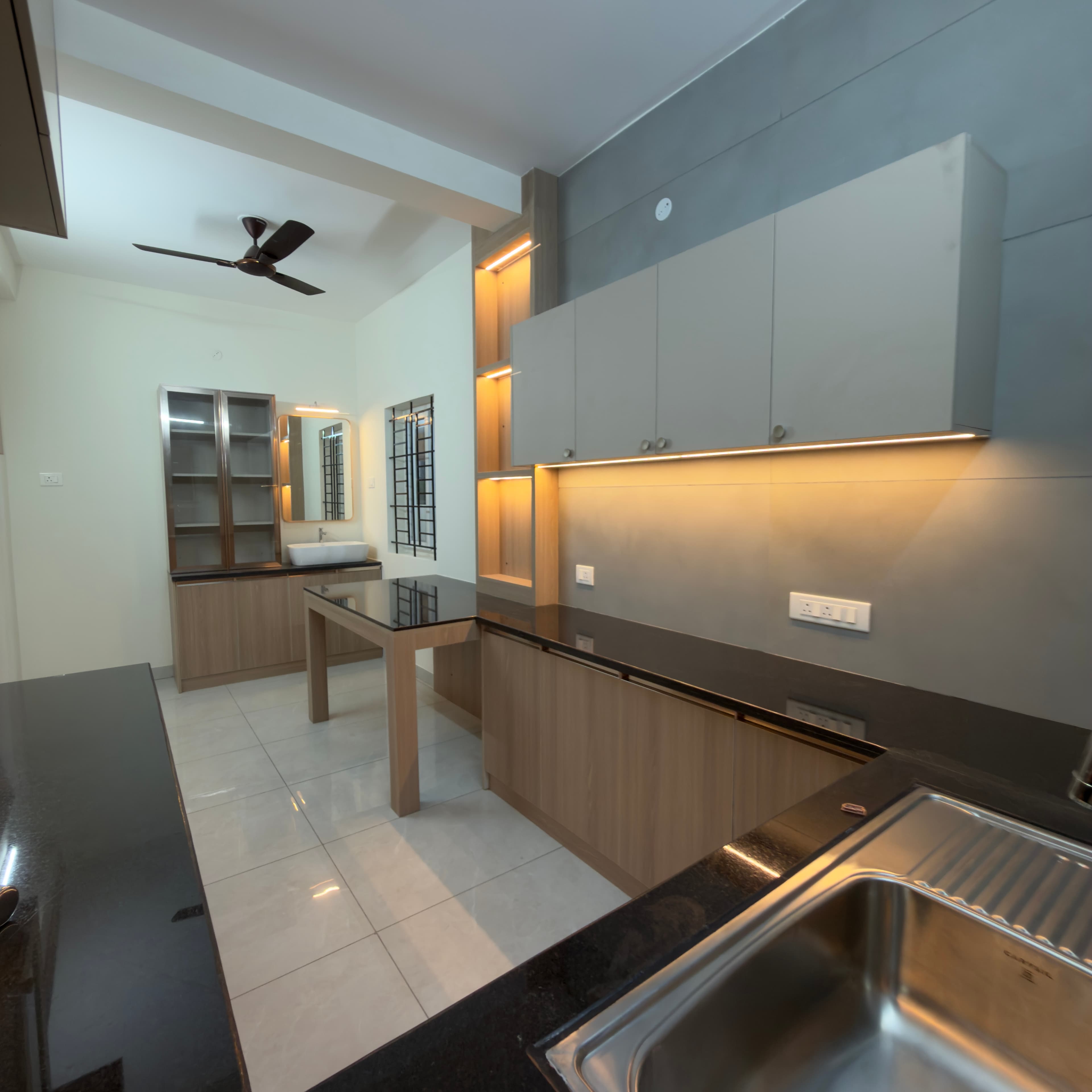 Drafting tables carrying marked-up drawings and site record sheets.